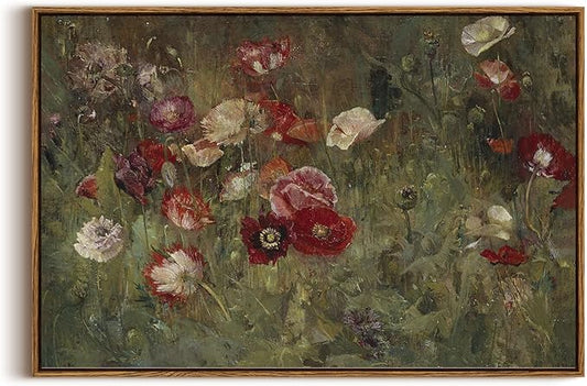 InSimSea Framed Canvas Wall Art Vintage Decor, Flowers Large Wall Art Prints by InSimSeaArt