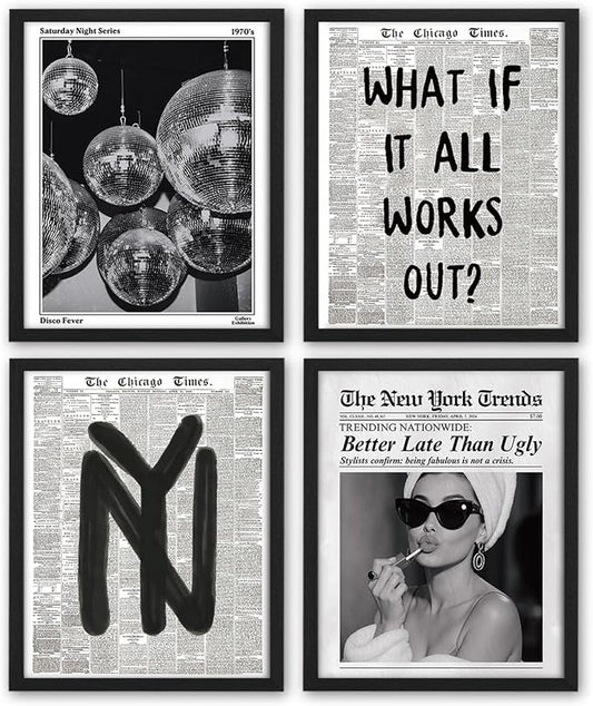 NaZaUK Trendy Preppy New Yorkers Poster Decor, Funky Aesthetic Wall Art Prints by Unknown