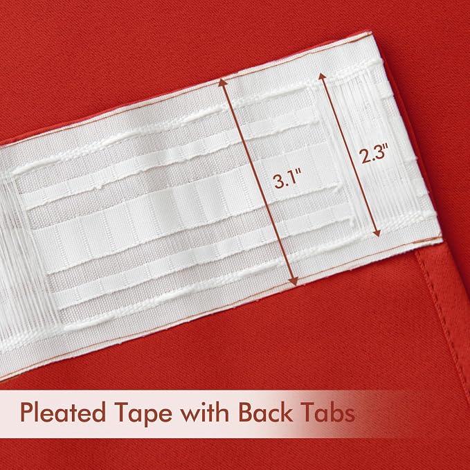 MIULEE Christmas Red Back Tab Blackout Curtains 102 Inch Long 2 Panels Set - Image 4