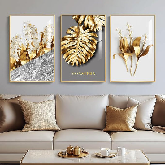 Framed Modern Luxury Gold Wall Art, Pictures by Cuspin