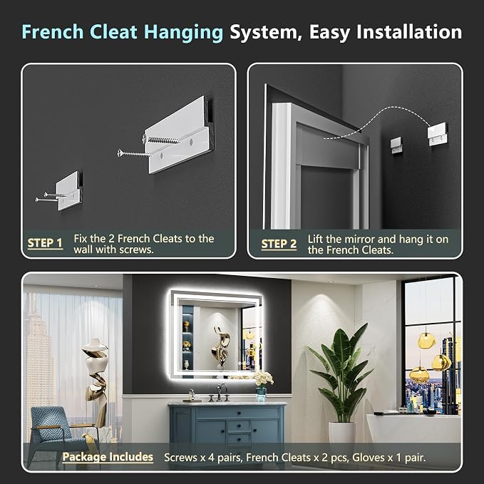 44x36 LED Bathroom Mirror with Lights, Backlit and Front Lit Anti-Fog Lighted - Image 9