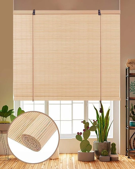 FoundGo Retro Bamboo Blinds 35" W x 72" H Bamboo Roman Shades Light Filtering by FoundGo