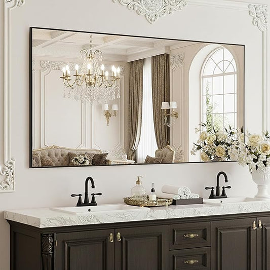FICTOR Bathroom Vanity Mirror-Black, 55x30 Inch, Shatterproof & Anti-Rust by FICTOR