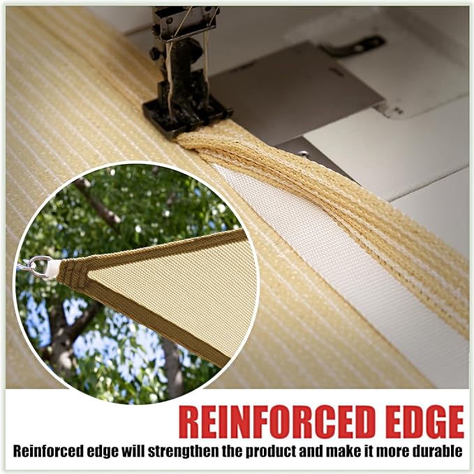 ColourTree 20' x 20' x 28.3' Beige Right Triangle CTAPRT20 Sun Shade Sail Canopy Mesh Fabric UV Block UPF50 - Commercial Heavy Duty & 190 GSM - 3 Years Warranty (We Make Custom Size)