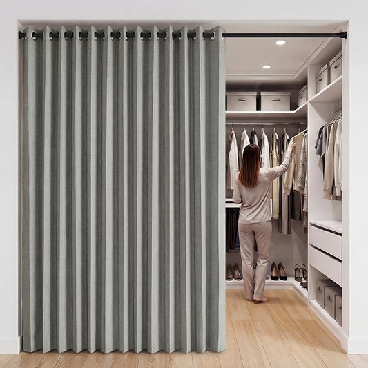 RYB HOME Accordion Style Room Divider Curtain-100% Blackout Folding Accordion by RYBHOME