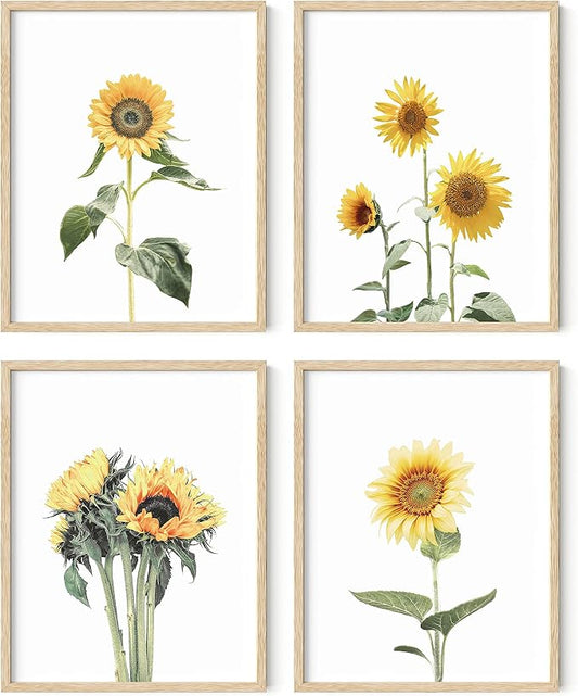 HAUS AND HUES Sunflower Wall Art Set of 4 by HausandHuesArtPrints
