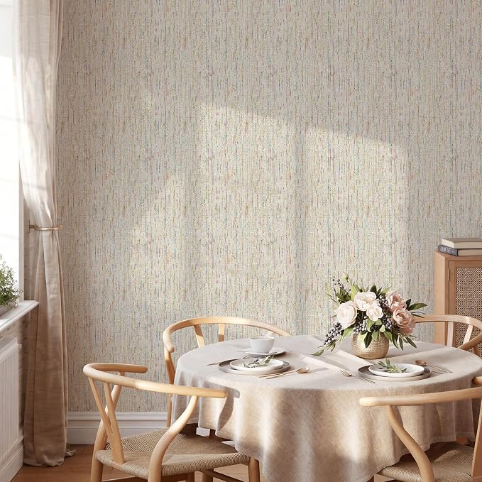 JiffDiff Woven Wallpaper Peel and Stick 17.3" x 400" Colorful Paint Grasscloth - Image 4