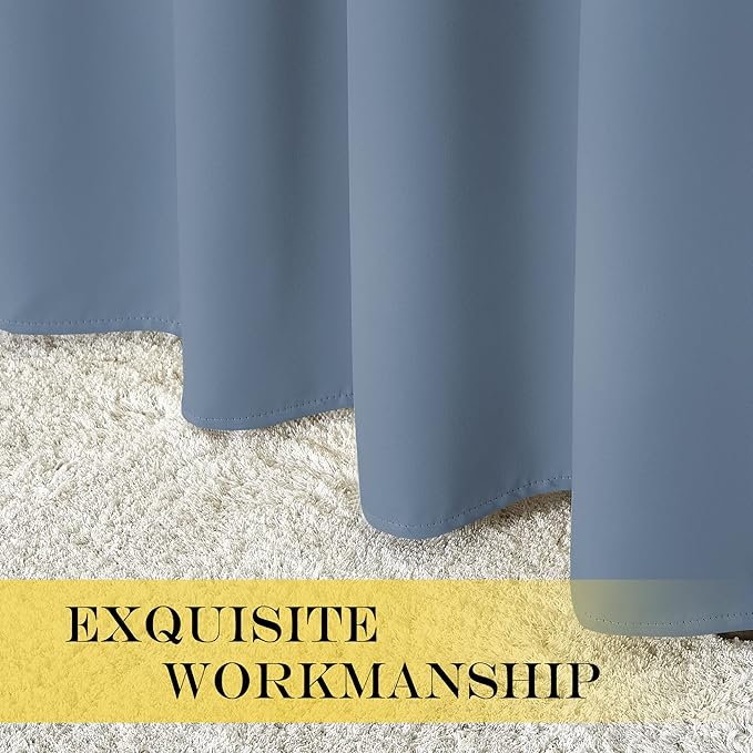 NICETOWN Privacy Room Divider Curtain Thermal Blackout Curtain for Patio Door, Living Room, Bedroom Partition and Shared Office Space, 1 Grommet Panel, Stone Blue, 100 inch x 108 inch Long