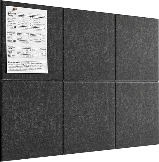 MaxGear Large Cork Board for Wall 36" x 24", Dark Gray Bulletin Board, 6 Pack by MaxGear