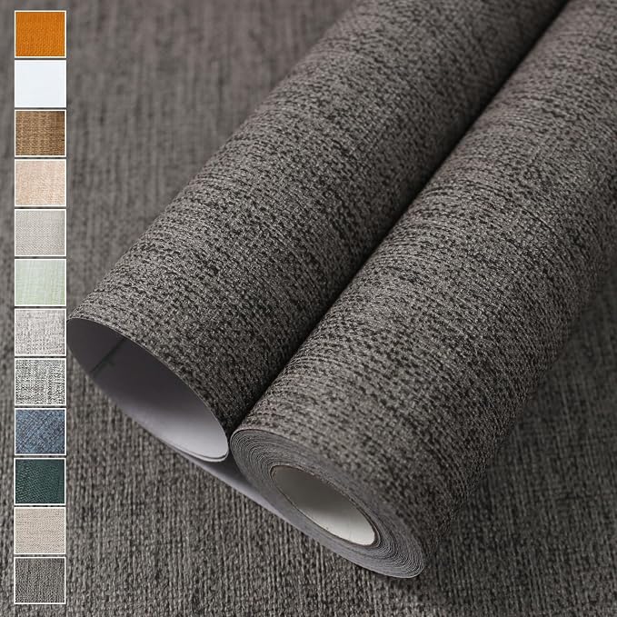 WADILE Grasscloth Peel and Stick Wallpaper 15.7in x 196.8in, Textured Contact by WADILE