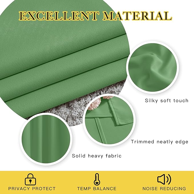 NICETOWN Blackout Curtains 84 Inch Length, Thermal Insulated Curtains for Bedroom Grommet Energy Saving Room Darkening Drapes for Living Room Window, 1 Panel, Froest Green, 66" W x 102" L