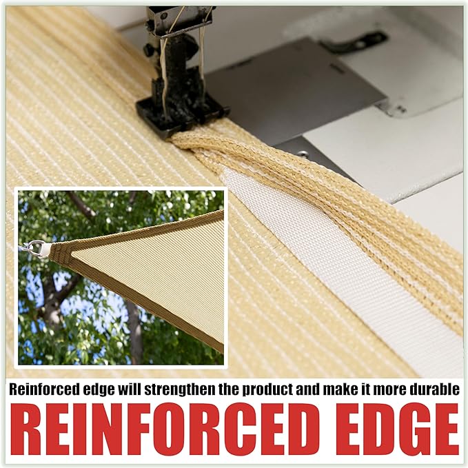 Royal Shade 10' x 20' Beige Rectangle Sun Shade Sail Canopy Outdoor Patio Fabric Screen Awning RTAPR1020 - UPF50+ 95% UV Blockage, Heavy Duty, Water & Air Permeable (We Make Custom Size)