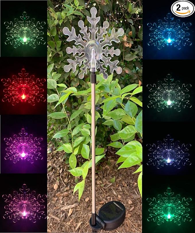 Solar Powered Garden Stake LED Light, Set of 2 (Snowflake)