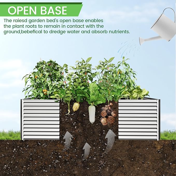 FRIZIONE 2pcs Tall 6x3x1.5ft Galvanized Raised Garden Bed Outdoor,Steel Garden Bed for Vegetables,Above Ground Garden Box for Flower,Metal Raised Beds for Gardening