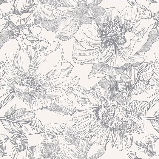 Ismoon Vintage Floral Wallpaper Peel and Stick Boho Beige and Gray Contact by Ismoon