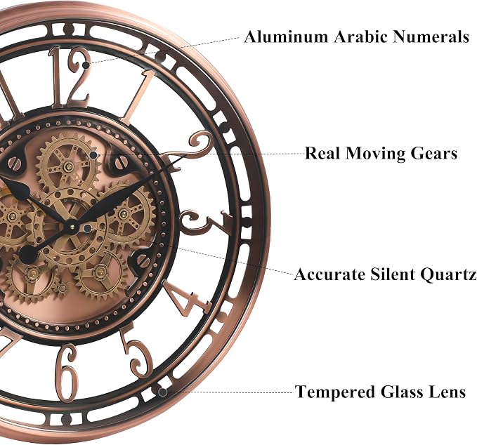 CLXEAST 28 Inch Oversized Large Moving Gear Wall Clock - Image 3