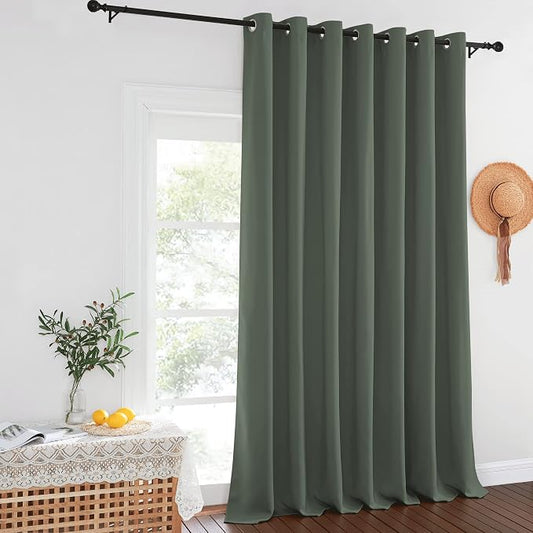 NICETOWN Sage Green Sliding Door Curtains 95 inches Long by NICETOWN