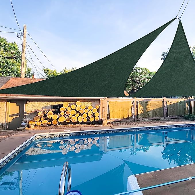 E&K Sunrise 21' x 21' x 21' Sun Shade Sail Triangle Canopy Shade Cover UV Block for Patio Backyard Garden Outdoor (Green)