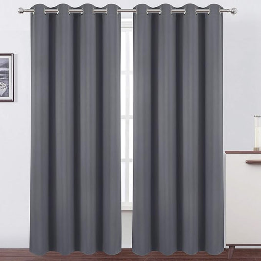 LEMOMO Grey Thermal Blackout Curtains/52 x 108 Inch/Set of 2 Panels Room by Lemomo