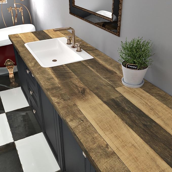 WESTICK Wood Peel and Stick Wallpaper Rustic Butcher Block Contact Paper - Image 3
