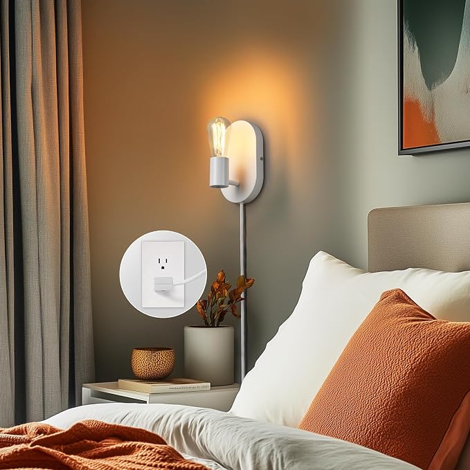 Globe Electric 65000134 1-Light Plug-in or Hardwire Wall Sconce, Matte White - Image 3