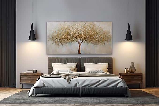 VHMING Wall Art Abstract Gold Tree of Life Modern Artwork Canvas Painting - Image 3