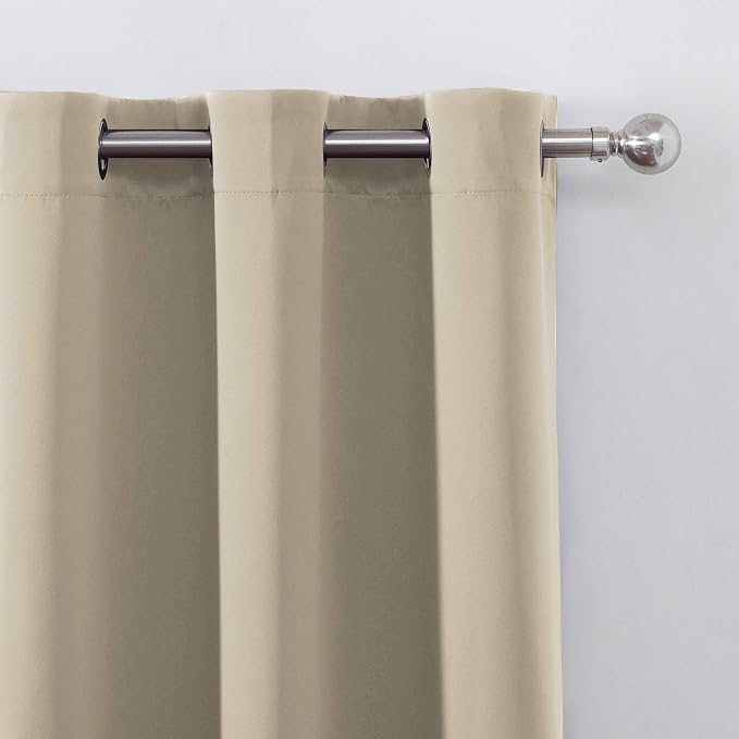 LEMOMO Beige Blackout Curtains 34 x 84 Inch Length/Set of 2 Curtain - Image 7