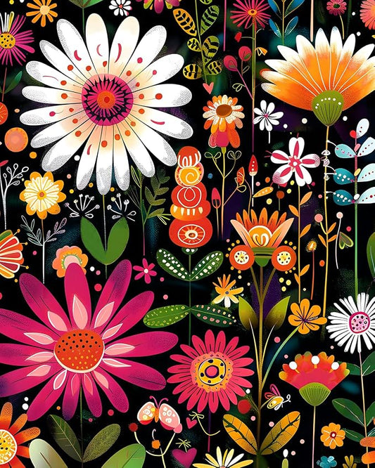BOKEBEVE Pink Colorful Floral Wallpaper Peel and Stick Vintage Flowers Contact by BOKEBEVE