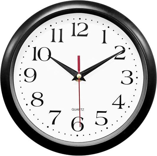 Bernhard Products Black Wall Clock Silent Non Ticking 8 Inch Quality Quartz by BernhardProducts