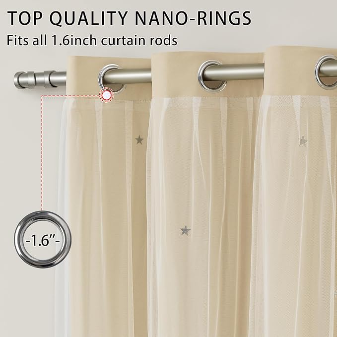 XiDi Curtains for Bedroom Decor Beige34/84/1 - Image 2