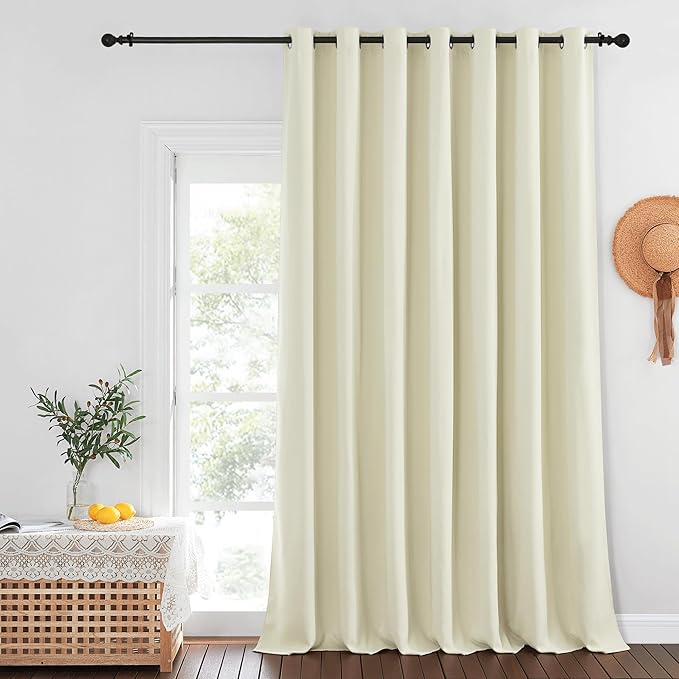 NICETOWN Sliding Door Curtains 108 inches Long for Bedroom, Blackout Patio Door Thermal Curtains Privacy Room Divider Window Treatment for Bedroom/Living Room (1 Panel, Beige, W100 x L108)