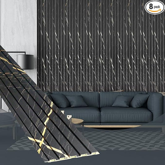 OUZUGIE WPC Acoustic Slat Wall Paneling, Living Room, TV Background, Study Room by OUZUGIE