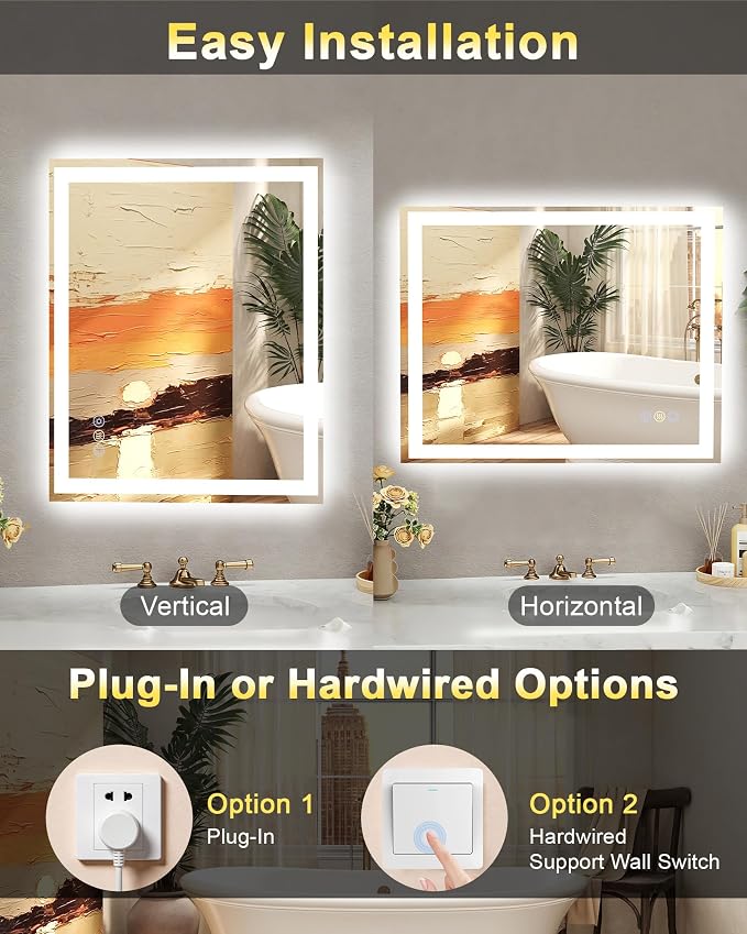 28x36 LED Bathroom Mirror with Lights, Super Bright Front & Backlit Vanity - Image 7