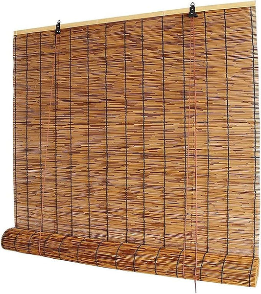 Outdoor Reed Roller Blinds, Retro Bamboo Roller Blinds, Anti-UV and Waterproof by Qicailife-US