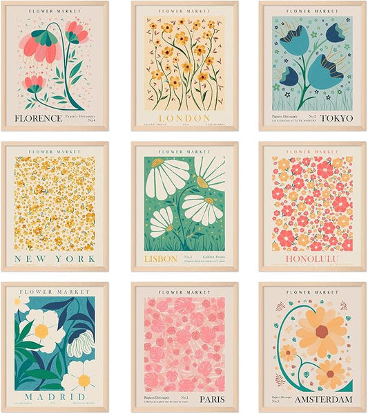 AnyDesign 9Pcs Flower Market Wall Art Prints Matisse Art Poster Decor Floral by AnyDesign