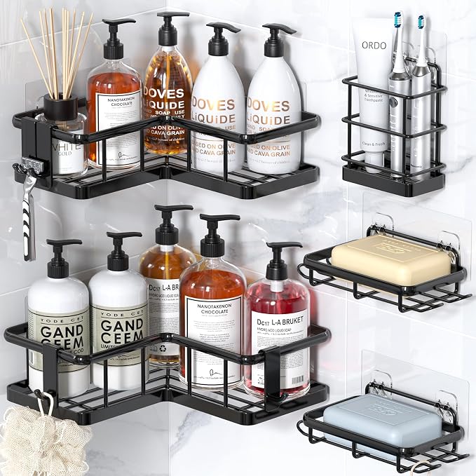 YASONIC Corner Shower Caddy, No Drilling Shower Shelf by YASONIC