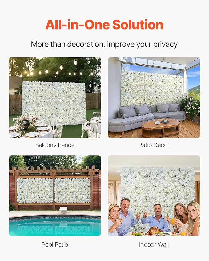VEVOR 3D Flower Wall Panel, Artificial Floral Wall Background Mesh Backing Mat - Image 5