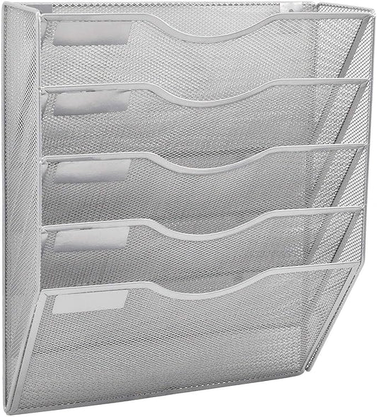 EASEPRES 5 Pocket Mesh Hanging Wall File Organizer, Wall Mounted Mail Paper by EASEPRES