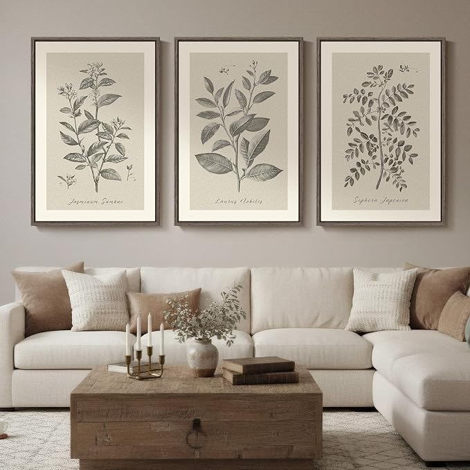Large Framed Vintage Botanical Wall Art by Cuspin