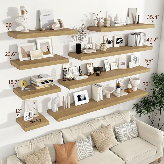 Vivelove 12 Inch Deep Floating Shelves 16 inch Long, 2 Inch Thick Wall Shelves - Image 2