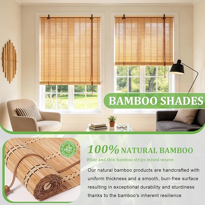 Bamboo Blinds 40x72 inch Bamboo Roman Shades - Image 3