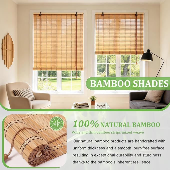 Bamboo Blinds 42x72 inch Bamboo Roman Shades - Image 3
