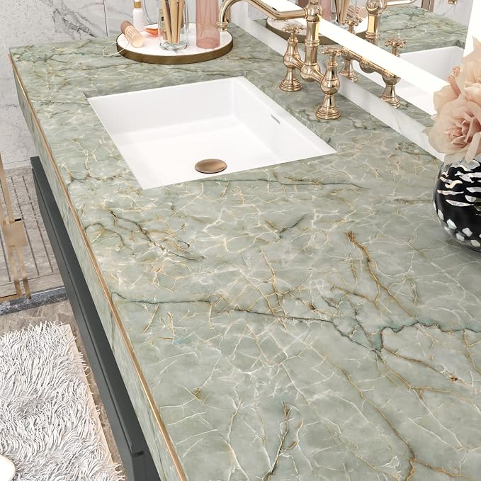 Cyan Marble Contact Paper for Countertops Waterproof Marble Wallpaper Peel and - Image 7