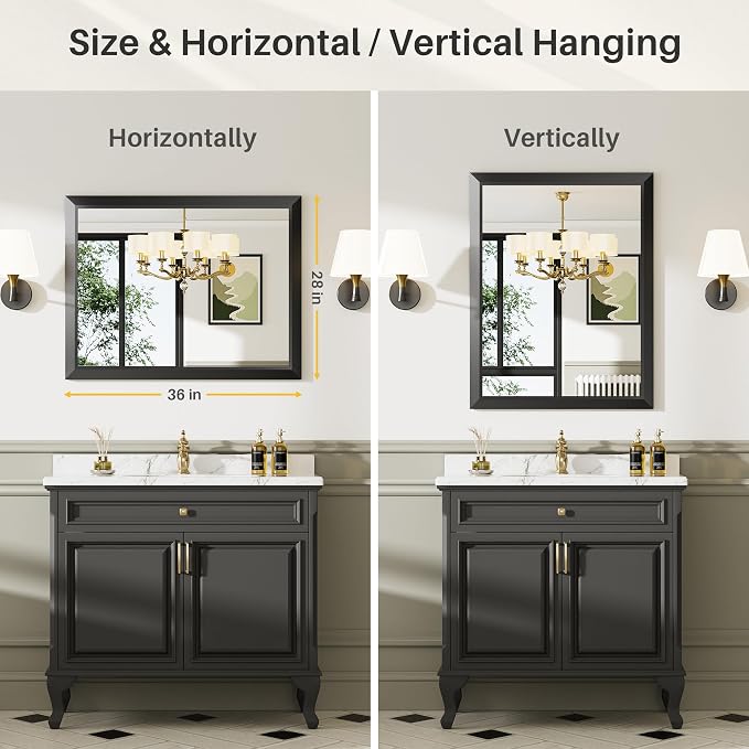 Briivue 28x36 Inch Black Bathroom Mirror - Image 6