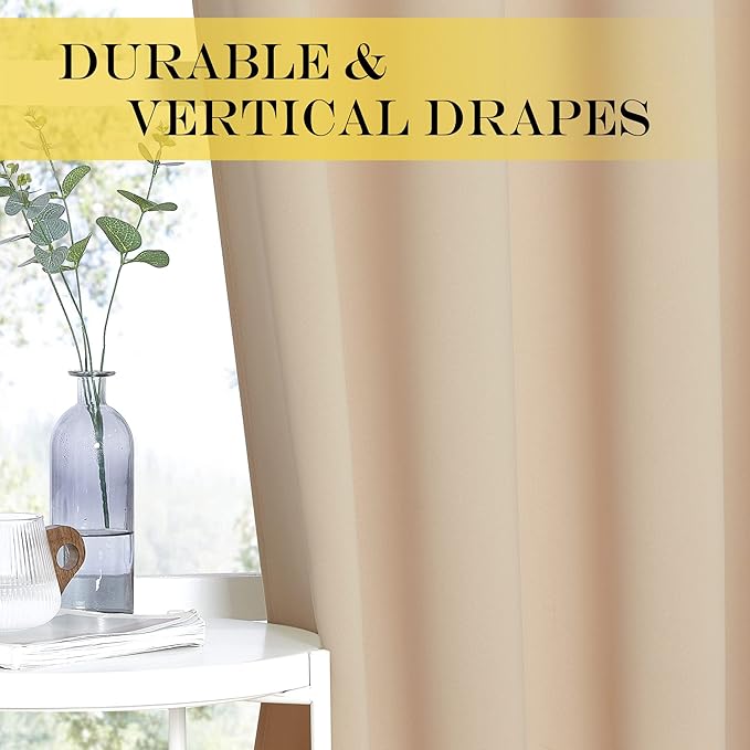 NICETOWN Sliding Door Window Treatment - Blackout Patio Door Curtain Panels, Privacy Thermal Drapes for Department with Grommet Top (Biscotti Beige, W100 x L108)
