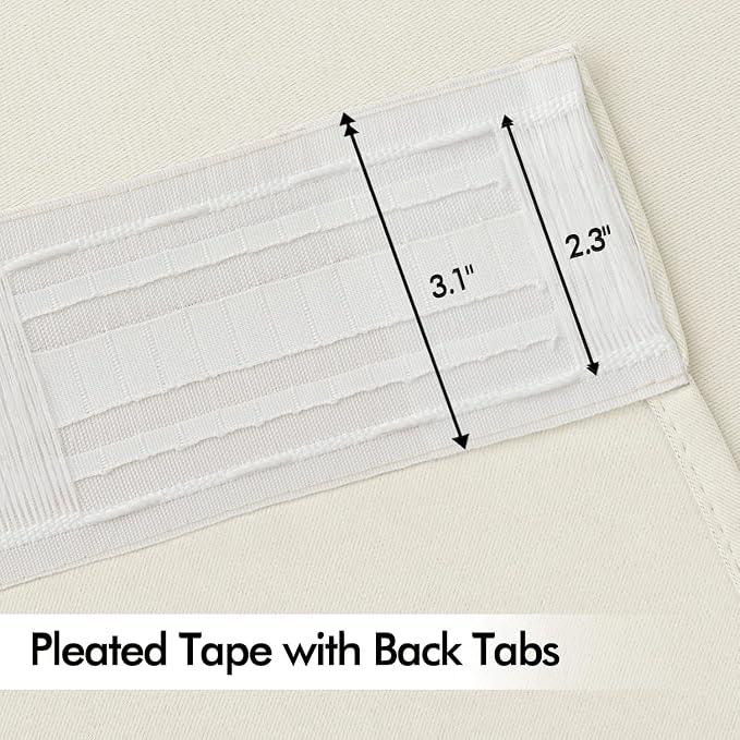 MIULEE Beige White Back Tab Blackout Curtains 108 Inch Long 2 Panels Set - Image 4