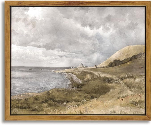 InSimSea Framed Canvas Wall Art Vintage Decor, Home Decor Danish Coastal by InSimSeaArt