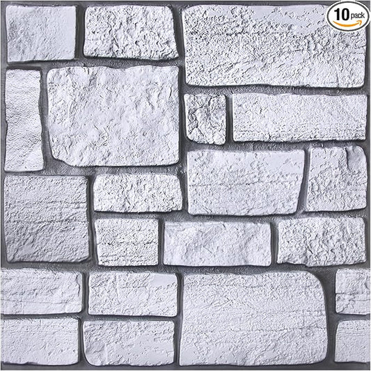 COMSTICKC 3D Faux Stone Wall Panel, Peel and Stick Tiles, Self-Adhesive PVC by COMSTICKCDECOR