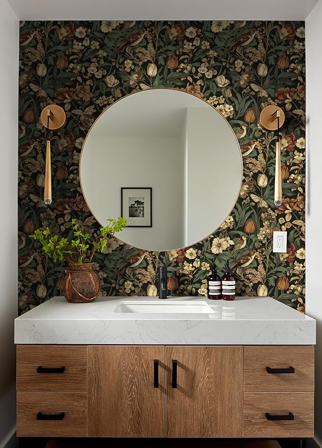 Erfoni 17.3" x197" Retro Floral and Bird Contact Paper Vintage Peel and Stick - Image 6