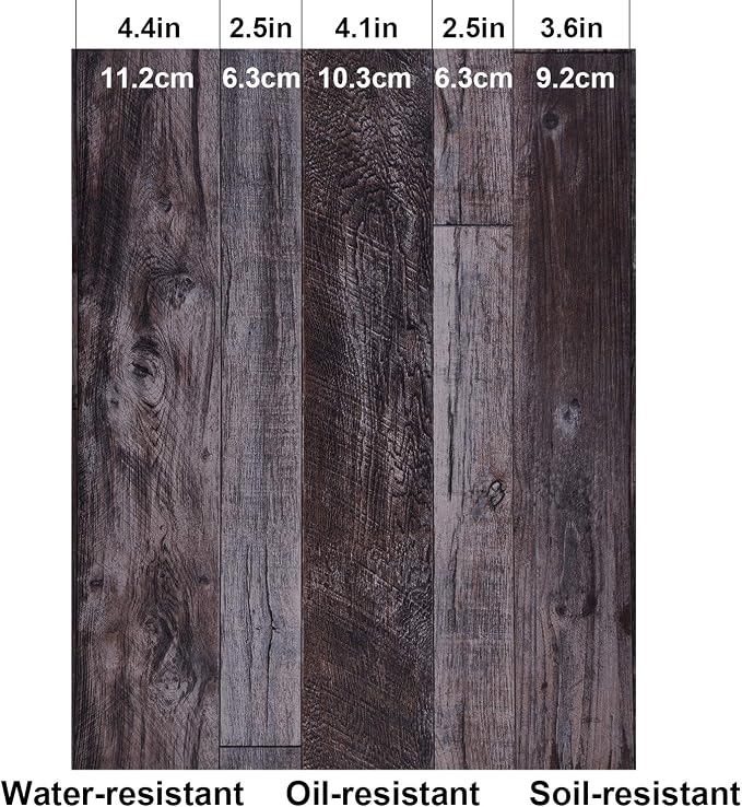 WENMER 17.71" x 197" Grey Wood Peel and Stick Wallpaper - Image 5